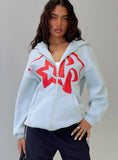 Starblazer Zip Up Graphic Hoodie Blue Red