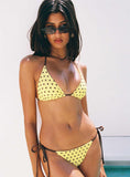 Jenner Triangle Bikini Top Yellow Polka Dot