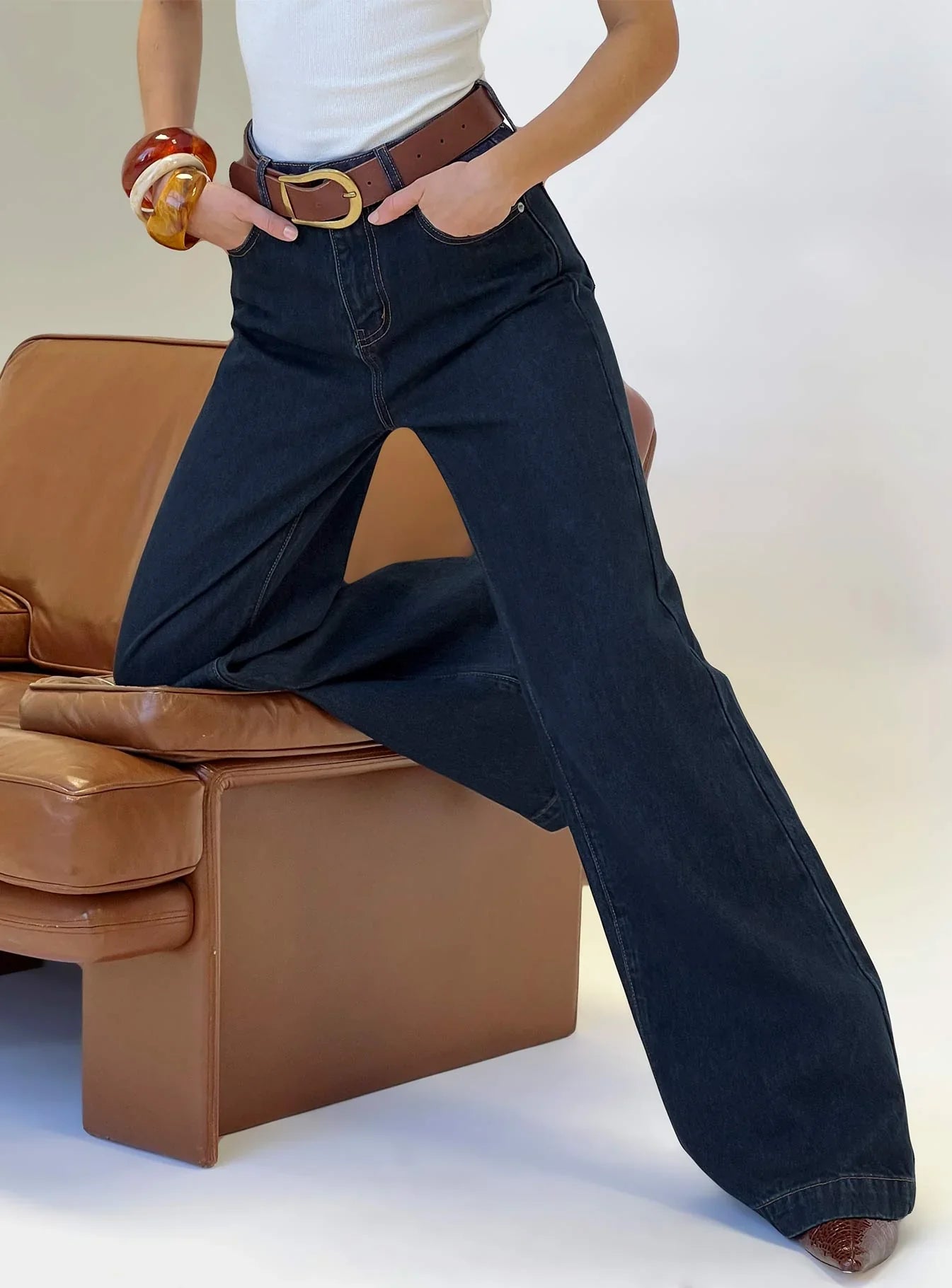 Goldie High Rise Wide Leg Jeans Indigo