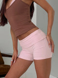 Peak Foldover Micro Shorts Pink