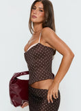 Somani Layered Corset Top Brown / Pink Polka Dot