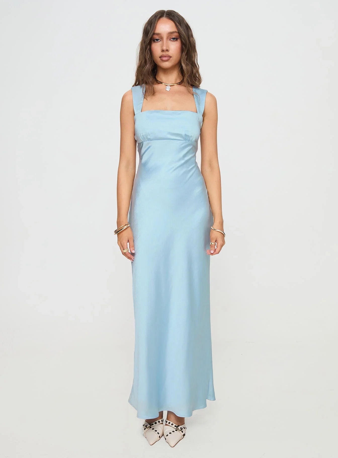 Radioactive Bias Cut Maxi Dress Ice Blue