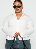 Liesel Shirred Long Sleeve Top White Curve