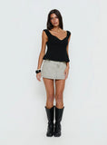 With Pleasure Puff Sleeve Linen Blouse Top Black