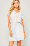 You and I Chambray Blue Striped Mini Dress