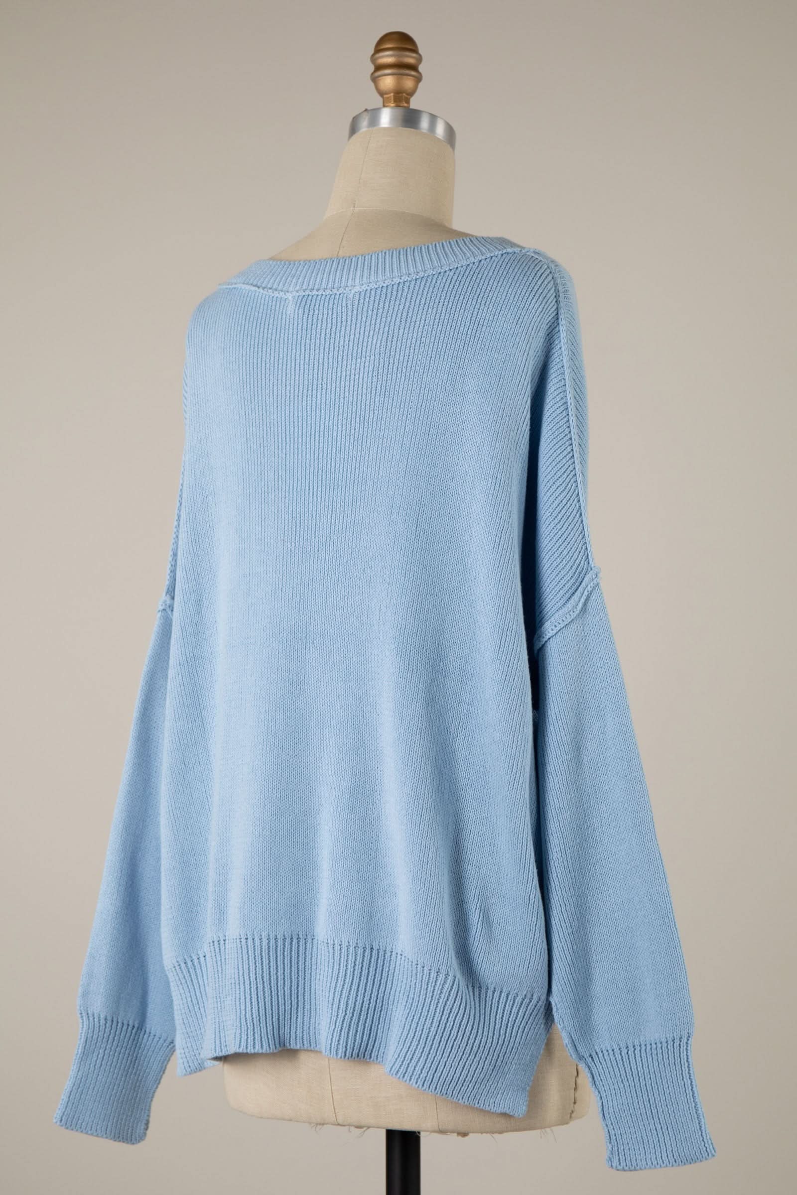 Coffee Date Light Blue Oversized Sweater