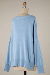 Coffee Date Light Blue Oversized Sweater
