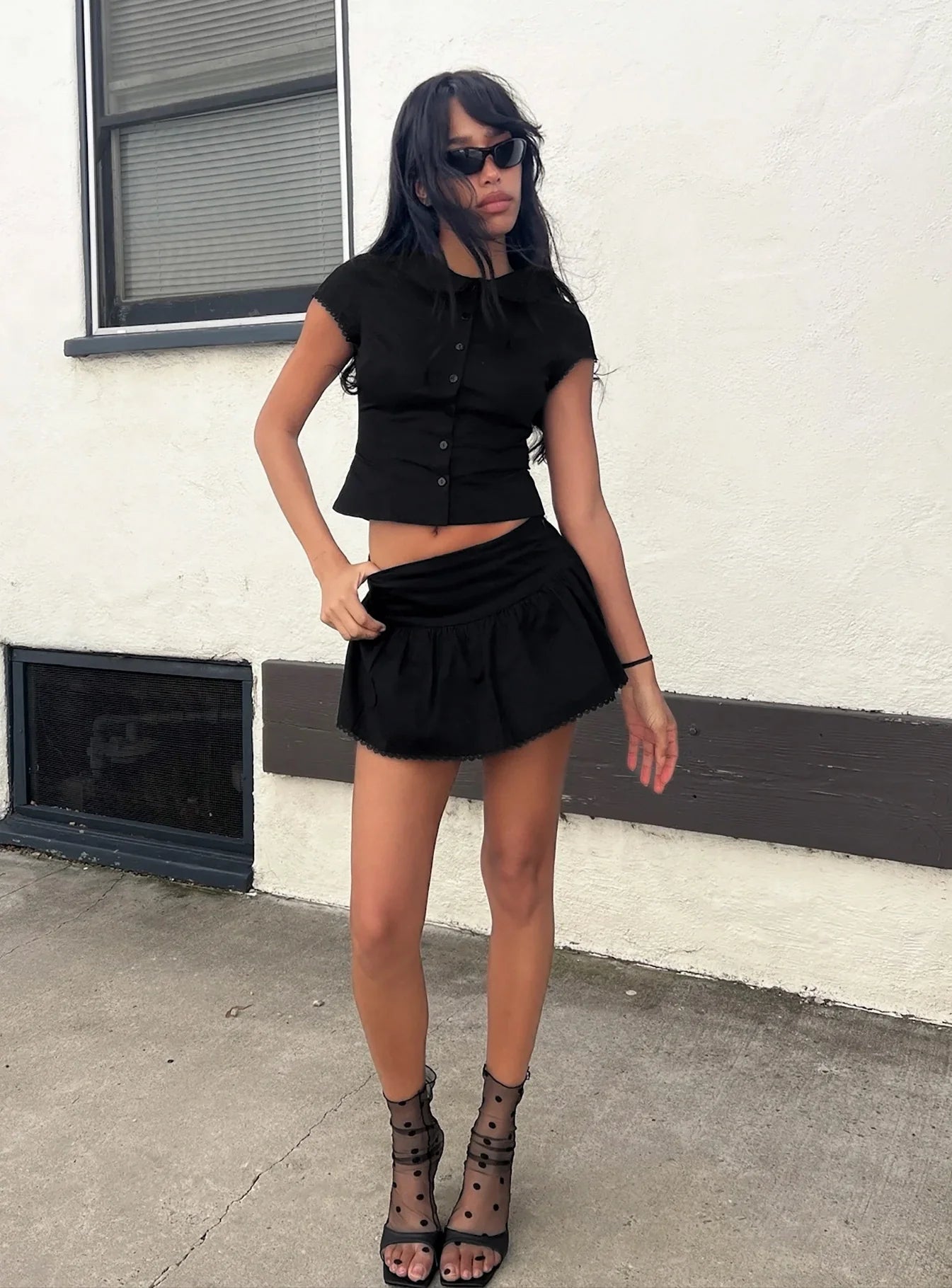 Sweet Treat Button Up Set Black