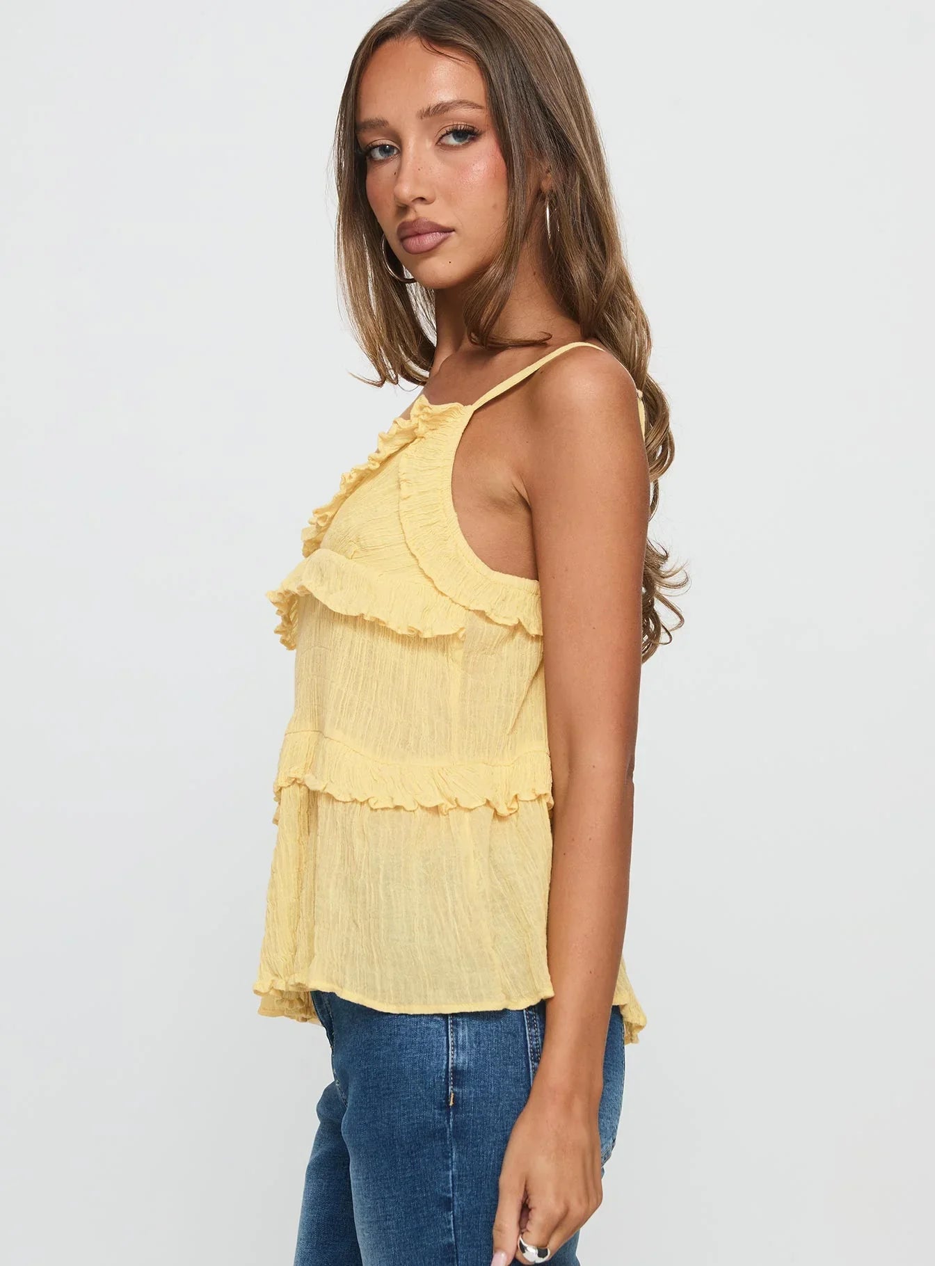 Jorjia Ruffle Cami Top Yellow