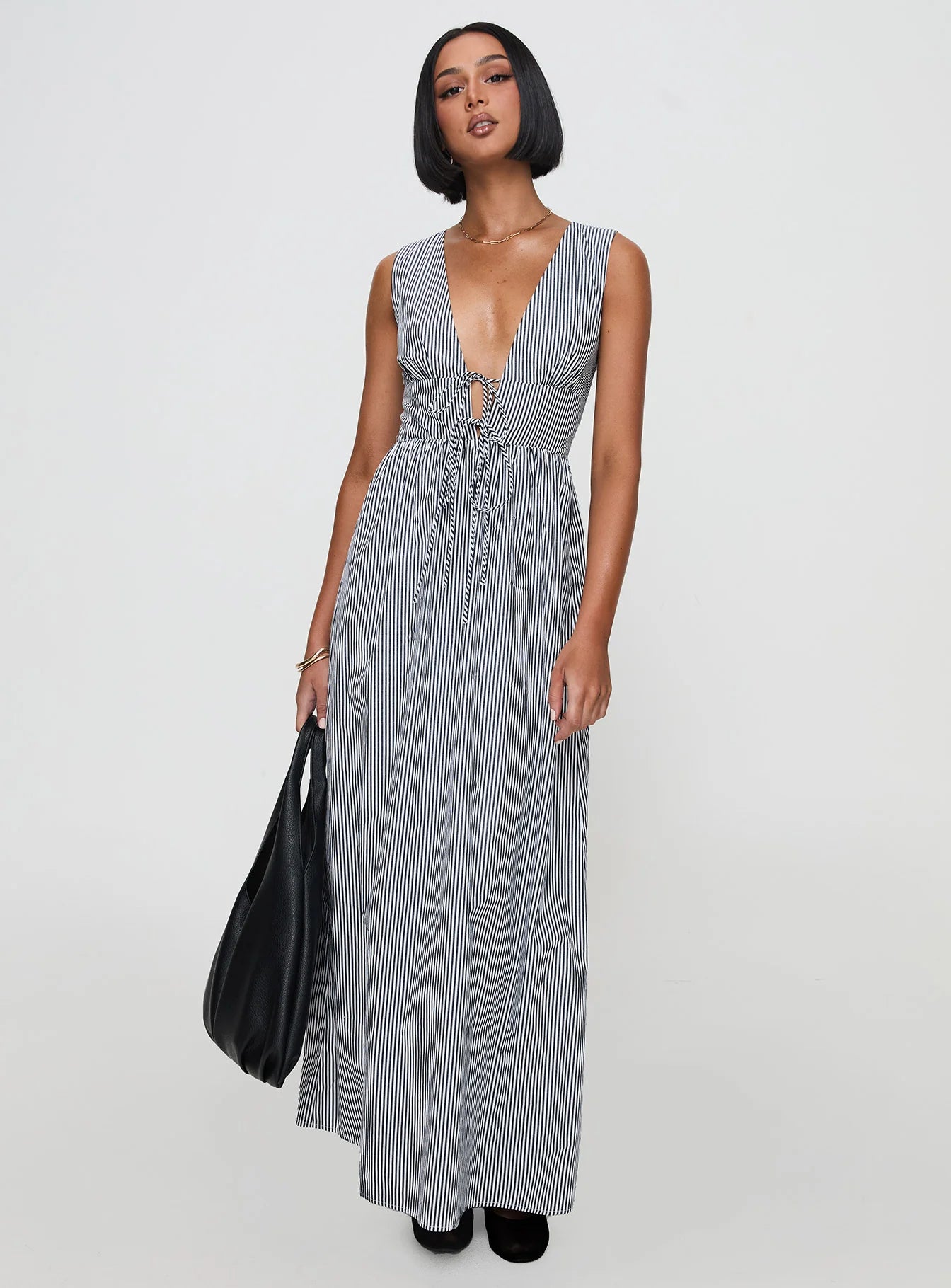 Pokey Maxi Dress Black White Stripe