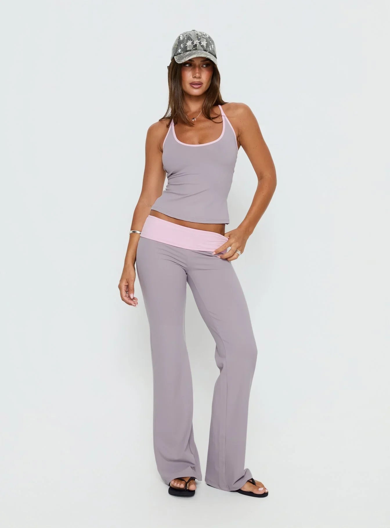 Kobee Jersey Halter Top Slate Dusty Pink