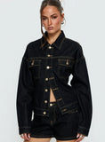 Caresse Cinched Denim Jacket Raw Denim