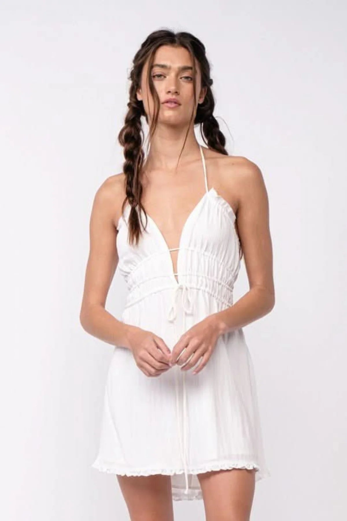 Kristen White Halter Mini Dress