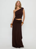 Full Orbit Shirred Maxi Skirt Chocolate Brown