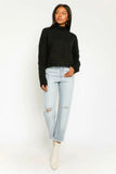 Helane Black Cropped Mock Neck Sweater