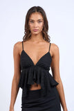 Celeste Black Ruffle Babydoll Tank Top