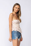 Amelia Peach Floral Strapless Top