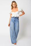 Sweet Blooms White Eyelet Short Sleeve Babydoll Crop Top