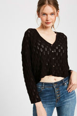 Vanessa Black Cropped Cardigan Sweater