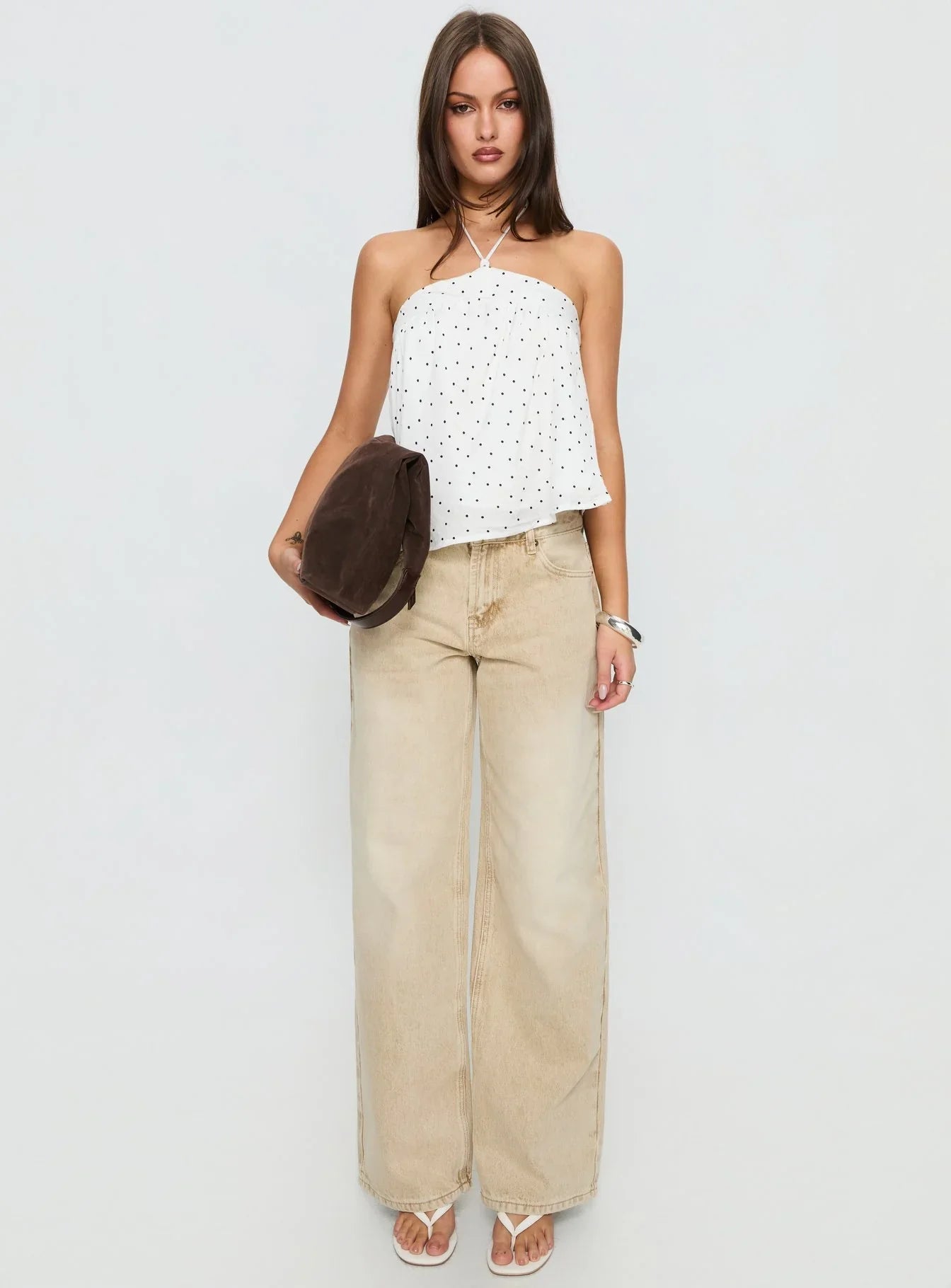 Serenitia Mid Rise Relaxed Jeans Sandy Brown Wash