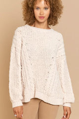 Josie Beige Oversized Knit Sweater