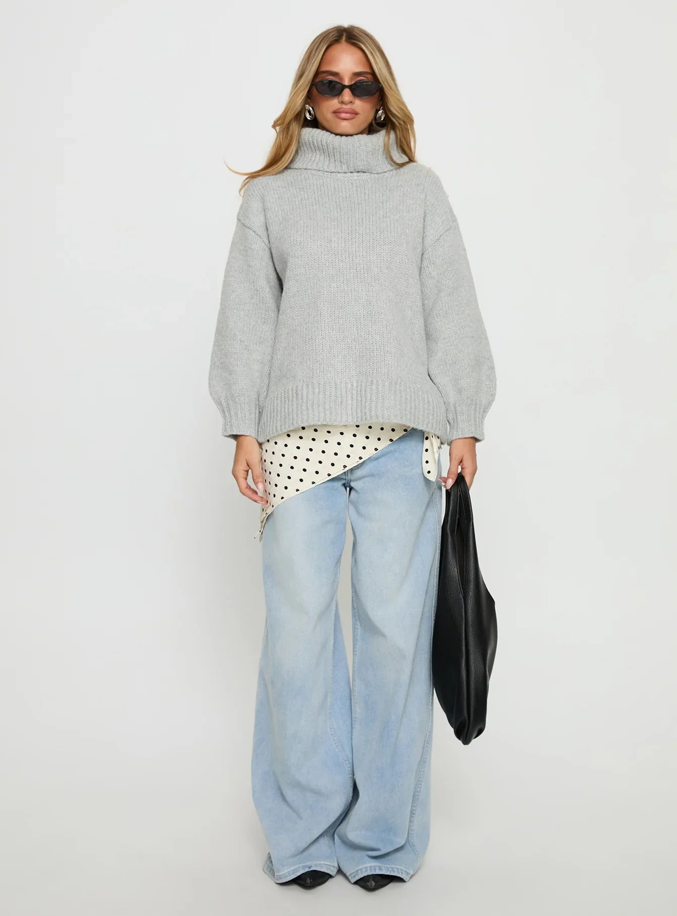 Let Love In Knit Sweater Grey
