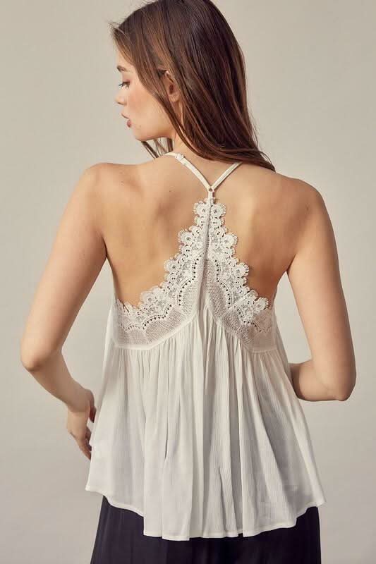 Everything Sweet White Lace Trim Tank Top