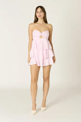 Charlotte Light Pink Strapless Ruffle Mini Dress
