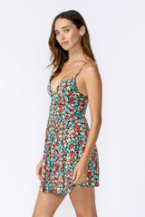 Dalia Blue and Red Floral Print Cami Dress