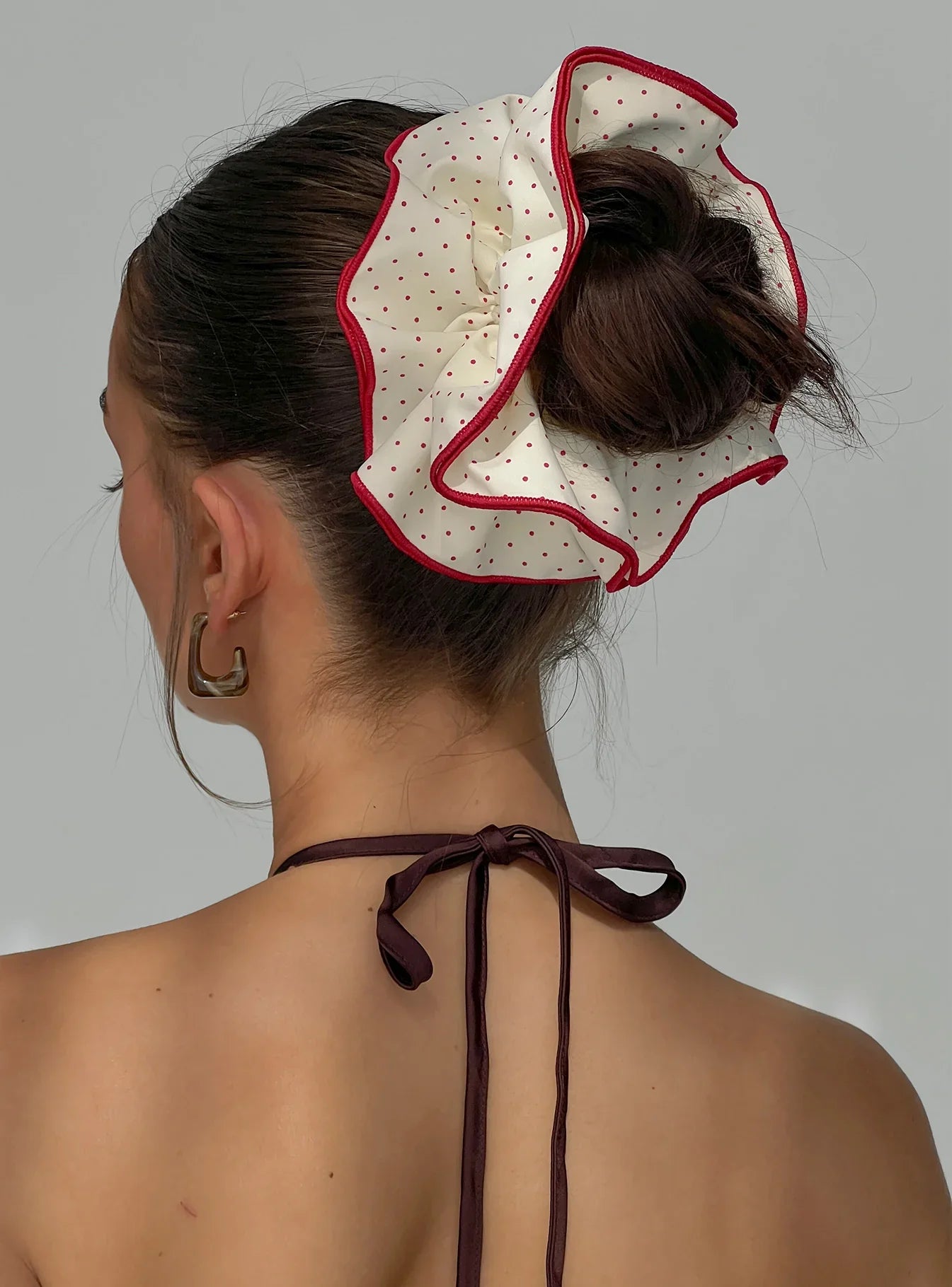 Dovie Frill Scrunchie Red White Polka Dot