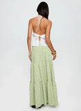 Silver Soul Embroidered Maxi Skirt Sage