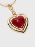 Red Heart Keyring Gold Red