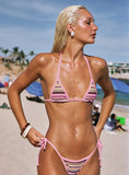 Blaylock Triangle Bikini Top Pink Yellow Stripe