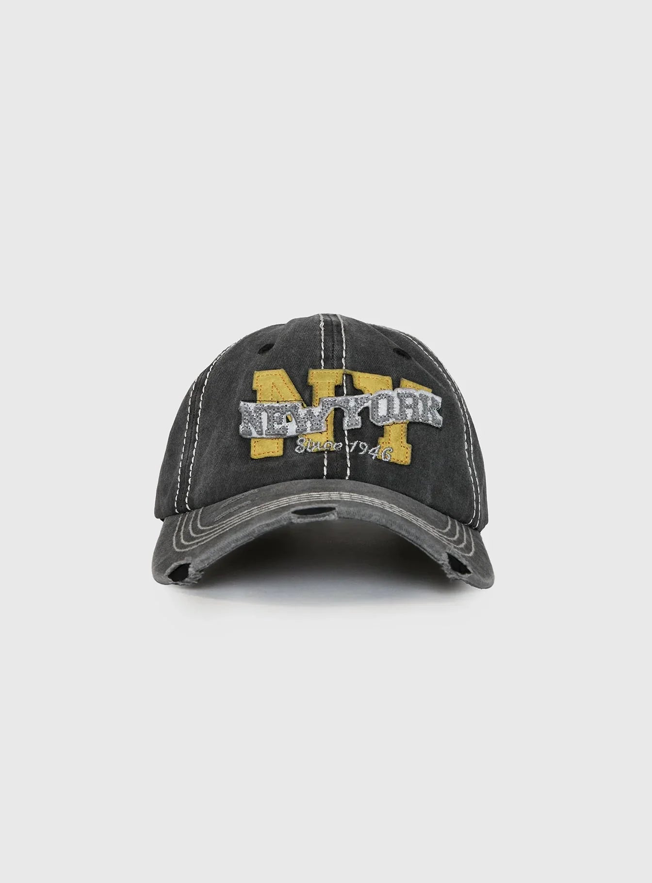 Back To Back Distressed Cap Black