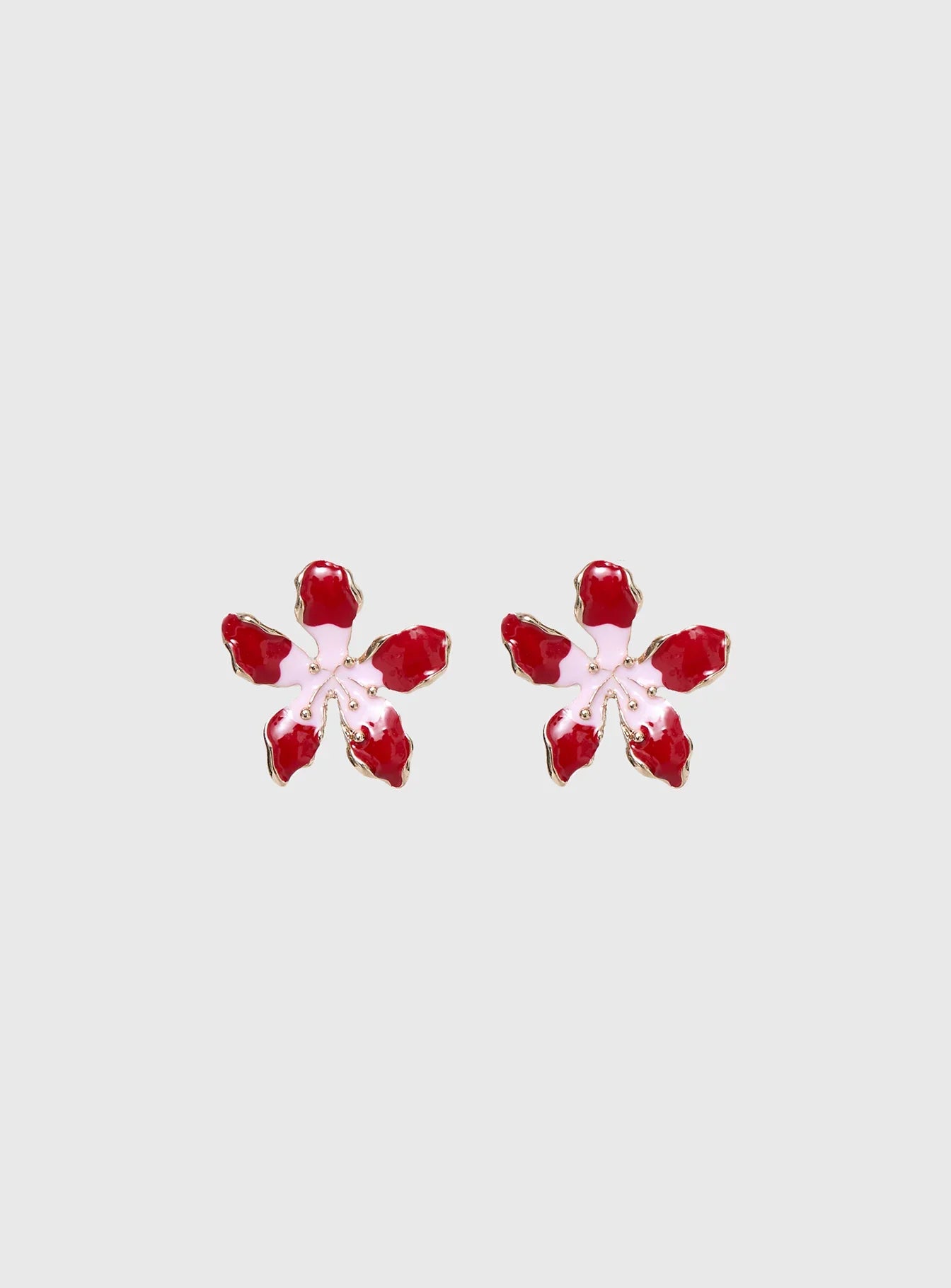 Ysabelle Flower Earrings Pink Red