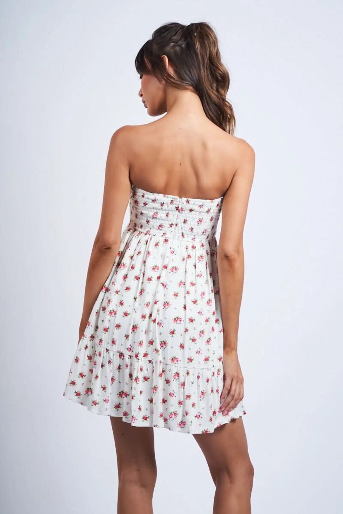 Sammie White and Red Strapless Mini Dress