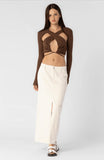 Camille Cream Denim Low Rise Maxi Skirt