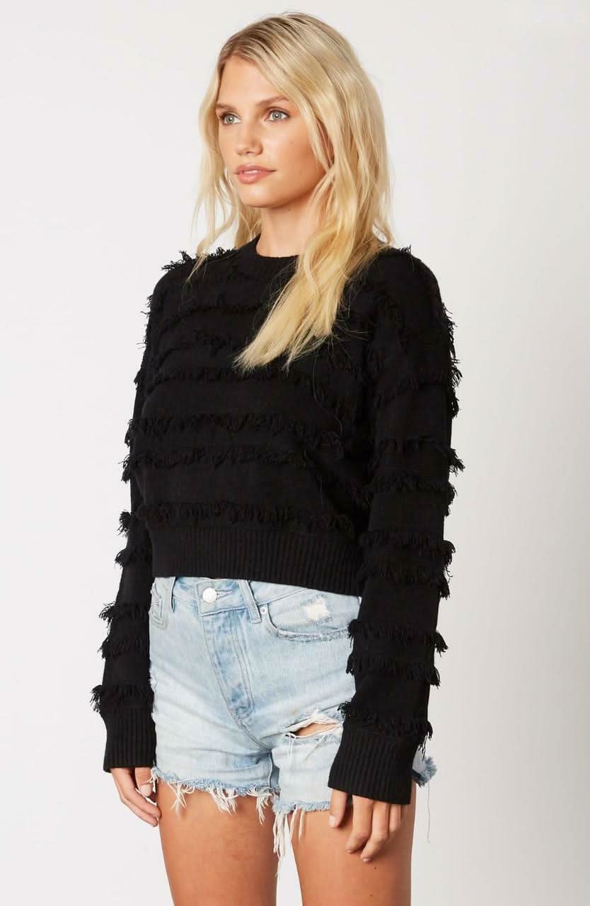 Hailey Black Fringe Sweater