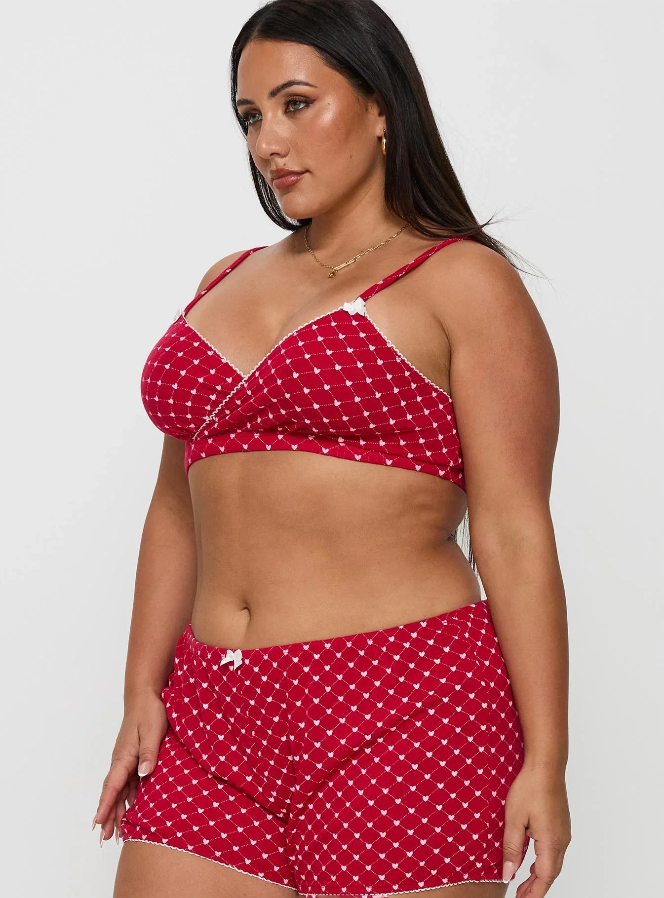 Slumber Pointelle Sleep Bralette Red Curve