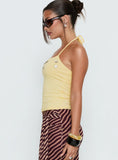 Lysandra Button Halter Top Butter Yellow