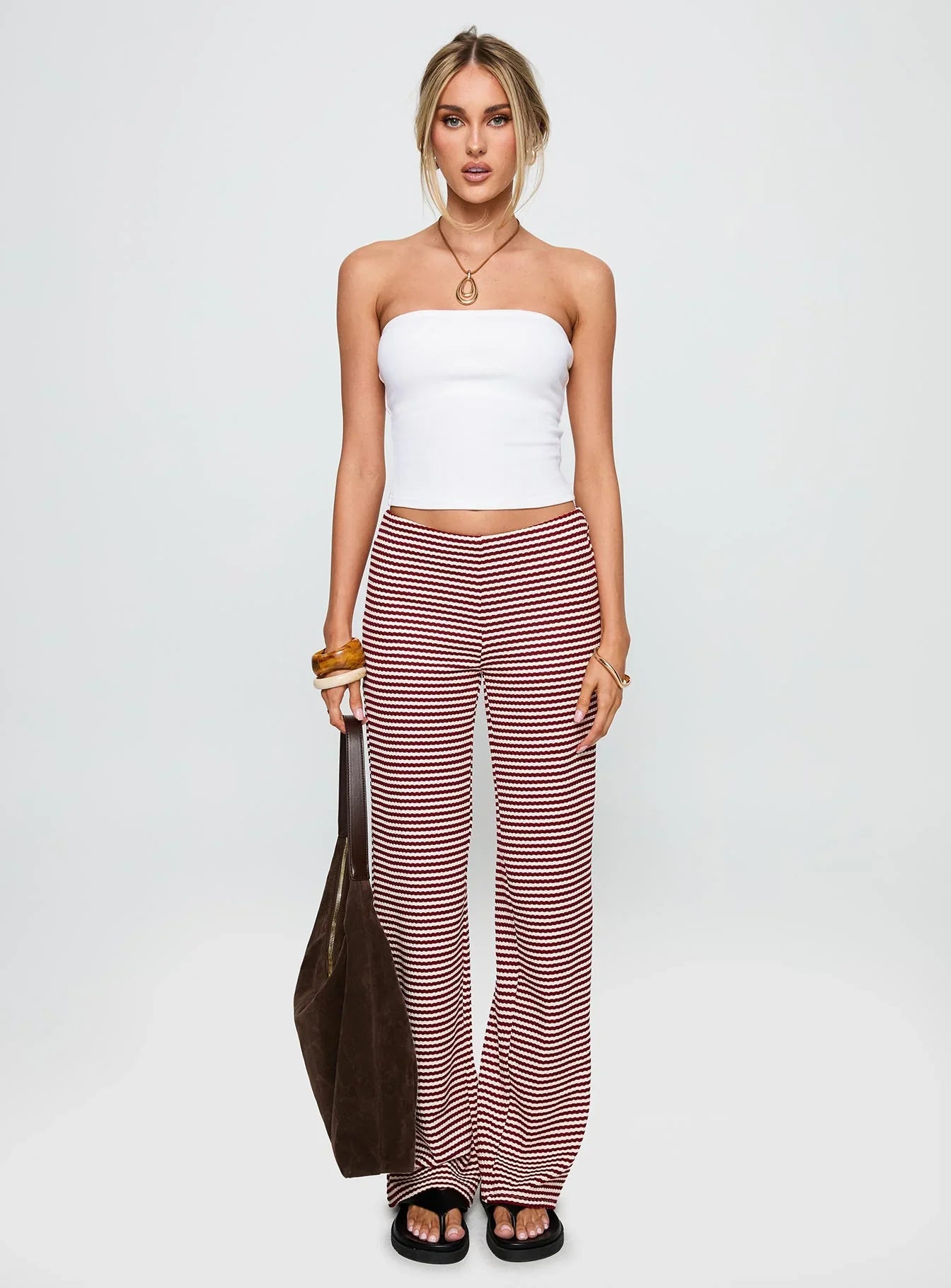 Next To Me Lounge Pant Red White Stripe