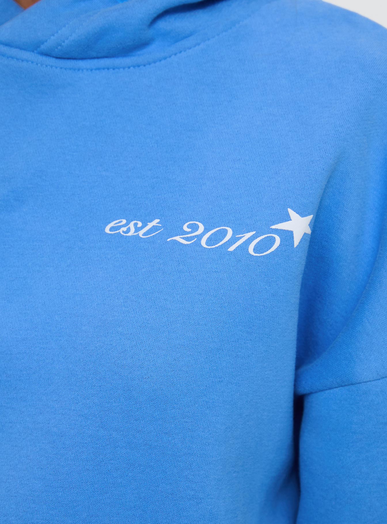Princess Polly Hooded Sweatshirt Bubble Text Blue White