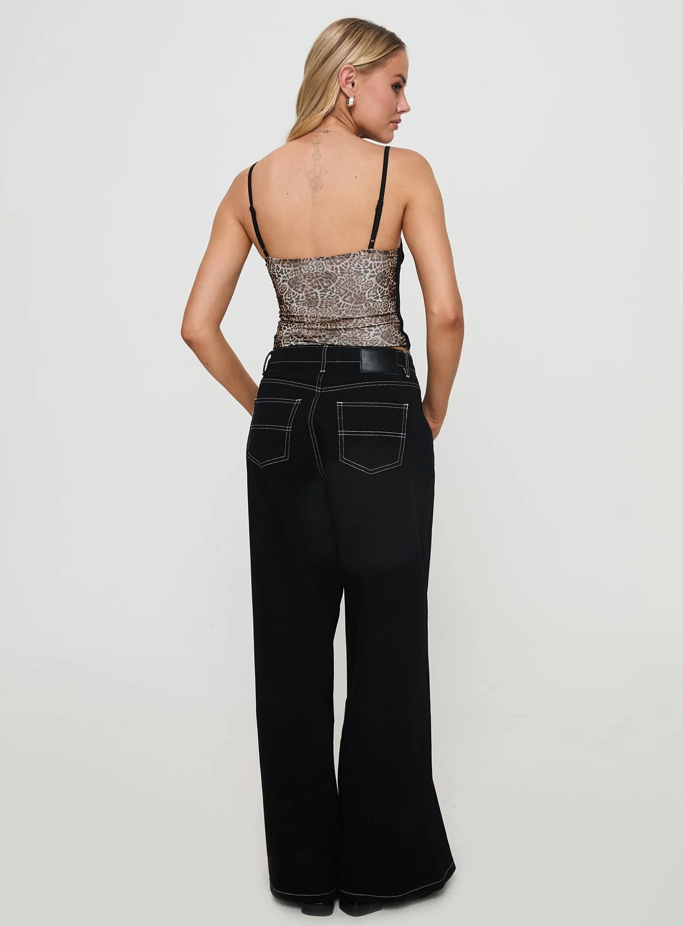 Naylor Mid Rise Wide Leg Jeans Mid Black