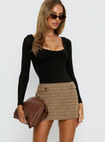 Meralyn Mini Skirt Brown Plaid