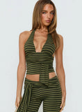 Aprilla Halter Top Green Stripe