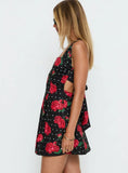 Rosamie Halter Mini Dress Black Polka Floral