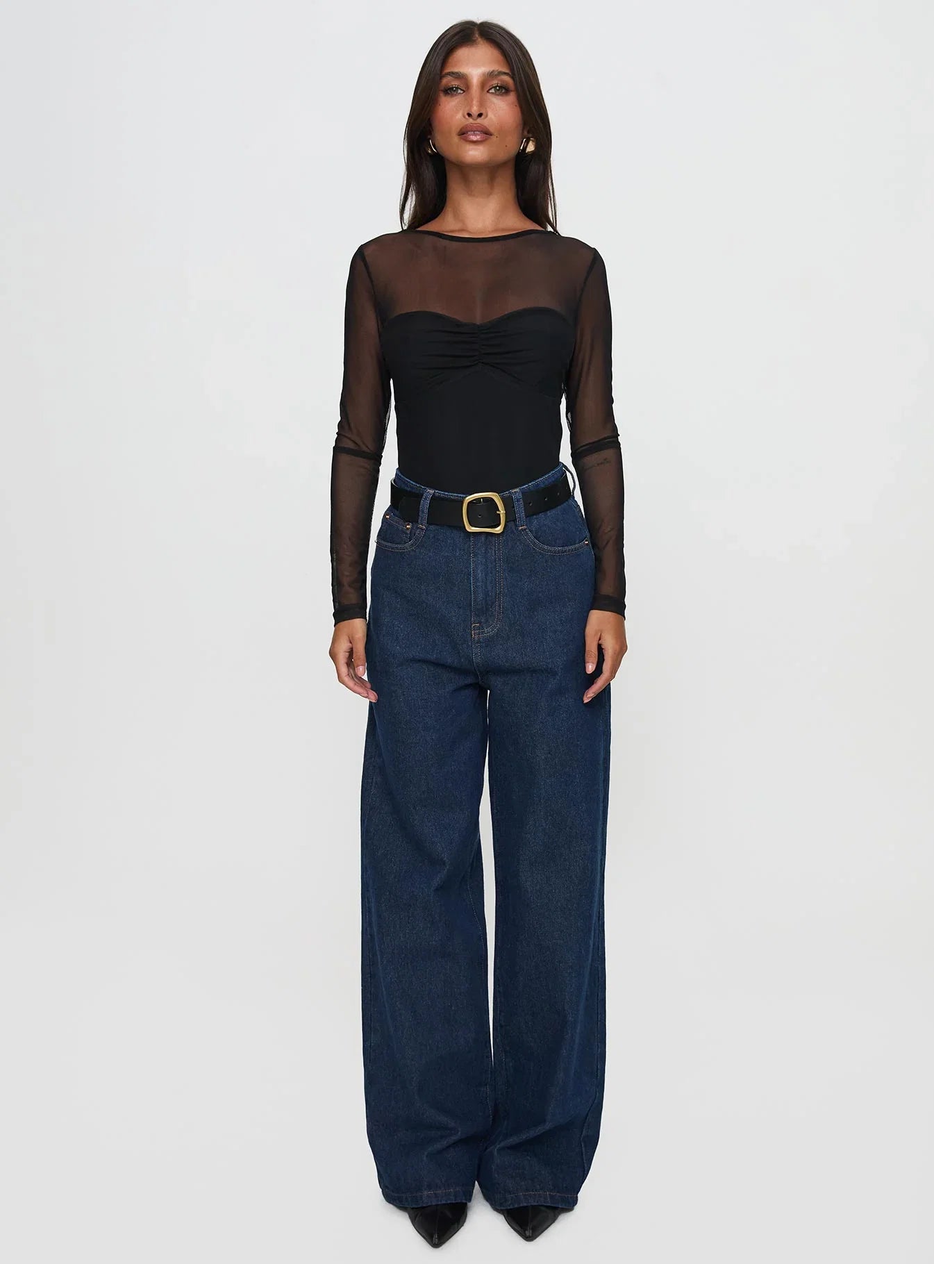 Nicolo High Rise Straight Leg Jeans Mid Raw Denim