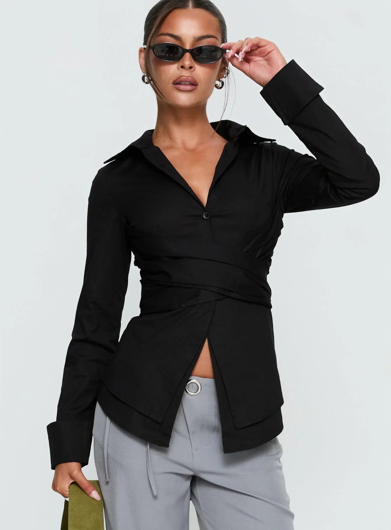 Shapeshifter Twist Long Sleeve Shirt Black