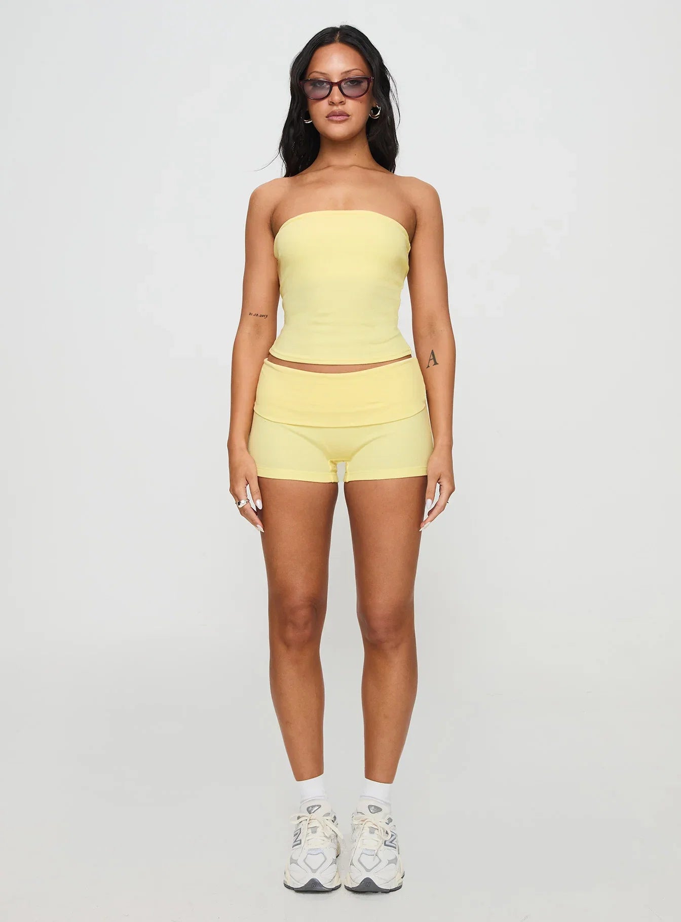 Baseline Low Rise Rib Shorts Yellow