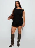 Bella Luna Ruched Mini Dress Black Curve